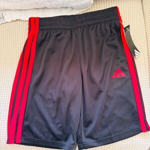 Adidas Black Shorts with Red Stripes